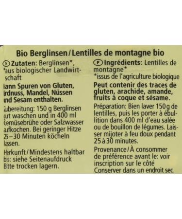 Alnatura Organic Mountain Lentils - Pack of 6 (6 x 500g) - Buy Online for International Shipping - Buy Online on GoSupps.com