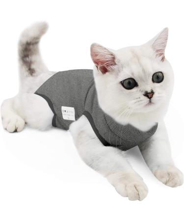 HEYWEAN Cat Abdominal Wound Recovery Collar | Skin Disease Protection & E-Collar Alternative | Prevent Licking & Scratching | Large Dark Grey - Buy Online on GoSupps.com