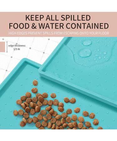 Senmipy Silicone Dog Food Mat - Waterproof, Non-Slip, BPA Free - 23x15 Inch Turquoise Pet Mat for Food and Water Bowls - Buy Online on GoSupps.com