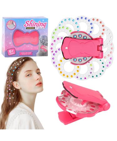 Hair Gem Stamper Hair Jewel Stamper for DIY Hair Gems Decoration Set Hair Gems Stamper with 180 Hair Jewels Hair Stamper Gems for Hair/Cloth/DIY/Phone(Pink)