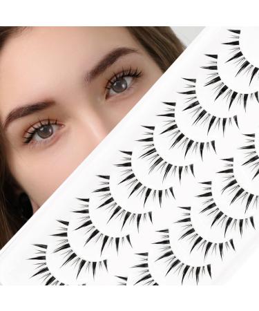 Emeda manga eyelashes 10 pairs of anime false eyelash transparent band manga lashes japanese manga eyelashes for cosplay fake anime eyelashes (em 12) EU-EM12