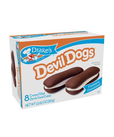 Hostess Drake's Cakes Devil Dogs, 8 cakes,13.63 oz (pack of 2)" total 16 cakes, 27.26 oz