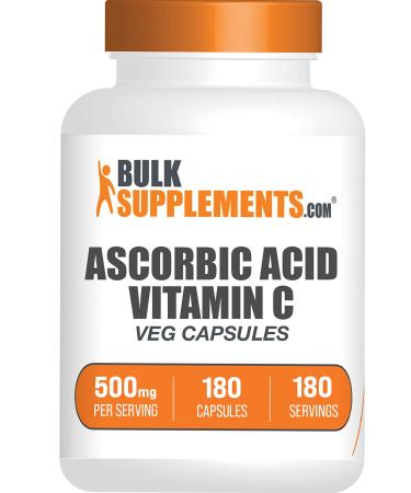 BULKSUPPLEMENTS.COM Ascorbic Acid Capsules - Vitamin C Supplement - Vitamin C Capsules - Ascorbic Acid Vitamin C - Vitamin C Pills - 1 Capsule per Serving - 180-Day Supply (180 Veg Capsules) 180 Count (Pack of 1)
