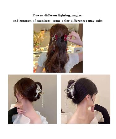 2Pcs Pearl Tassel Hair Clips for High Ponytail - Flower Rhinestone Gold Fashion Hair Accessories - Buy Online on GoSupps.com