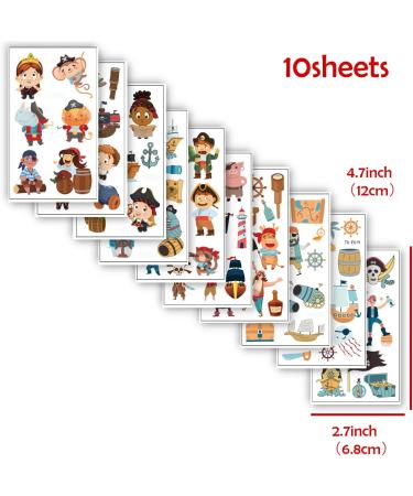 102 PCS Pirate Temporary Tattoo Jolly Roger Cute Tattoos Decoration Decal Waterproof Sticker for Party Parade - Buy Online on GoSupps.com