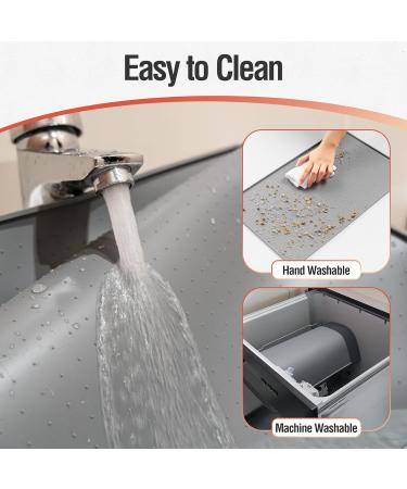 Conlun Silicone Pet Food Mat | Anti-Slip & Waterproof | Raised Edge Design | Easy to Clean | Dishwasher Safe | Grey - 60 x 40 cm - Buy Online on GoSupps.com