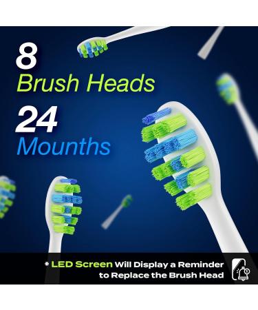 7AM2M Electric Toothbrush for Adults & Teens - LED Screen 5 Modes 90-Day Charge 8 Brush Heads - Purple - Buy Online on GoSupps.com