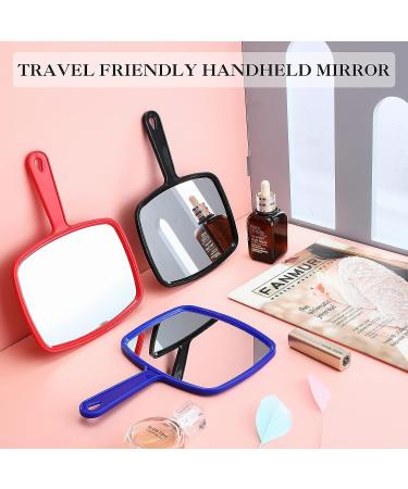 3-Piece Hand Mirror Set for Makeup and Hair Styling - Portable Vanity Mirrors for Travel, Home, and Salon Use - Red, Black, Blue - 9.17 x 6.53 Inch - Buy Online on GoSupps.com