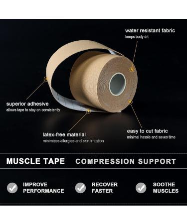 Athletic Sports Kinesiology Tape - Injury Recovery Muscle Support & Pain Relief (5m x 5cm) - Beige - International Shipping Available - Buy Online on GoSupps.com