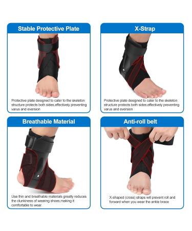 AIOUTGOGO Ankle Support Brace with Side Stabilizers - Non-Slip Breathable Material for Sports Injury Recovery - Black Large - Buy Online on GoSupps.com