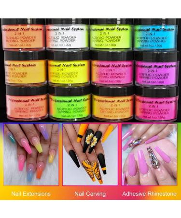 ACRYLIC NEON COLORED POWDER COLLECTION- 1oz. size 30g Acrylic dip powder nails 12 Colors YELLOW NEON ACRYLIC POWDER - (Color: 2) - Buy Online on GoSupps.com