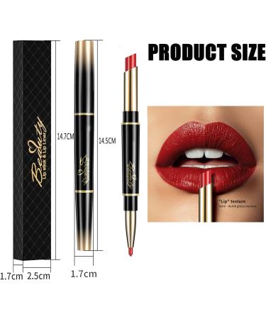 Housn 2 in 1 Double-end Matte Lip Liner & Lipstick Pen - Long-lasting Contour Makeup for Girls and Women - Non-Stick Cup, Not Fade (02#Red) - Buy Online on GoSupps.com