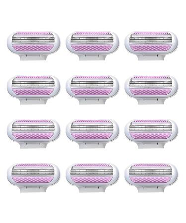 meukcez Venus 12-Pack Women's Replacement Razor Blades with 3-Blade System Moisture Strips for a Smooth Shave