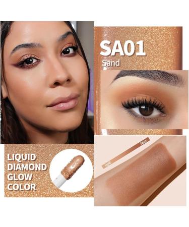 Oulac Liquid Eyeshadow Satin Finish - Multi-Use Eyeshadow Eye Primer Bronzer | Blendable Smooth Eye Make-up Crease-Resistant Non-Greasy Vegan (SA01/SA02) (Sa01)sand/(Sa02)cream - Buy Online on GoSupps.com