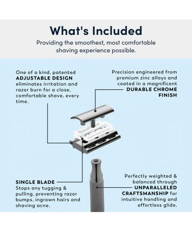Rockwell Razors 2C Razor Set with 5 Blades - 2 Adjustable Shave Settings, White Chrome - 6 Piece Bundle - Buy Online on GoSupps.com