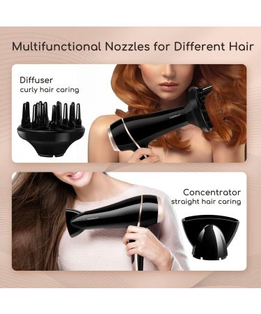 Aigostar Professional Ionic Hair Dryer 2400W Negative Ion Hairdryer with Diffuser and Concentrator 3 Heating 2 Speed Settings Cool Shot Button Fast Drying Blow Dryer - Lora 32YWY - Buy Online on GoSupps.com