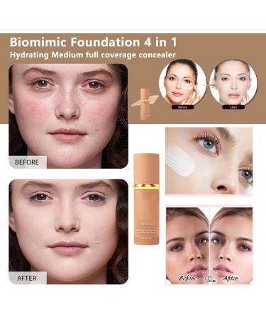 4 in 1 Medium Full Coverage Hydrating Liquid Concealer with SPF 50+ Inspired - Long Lasting Korean Makeup Waterproof - Buy Online on GoSupps.com