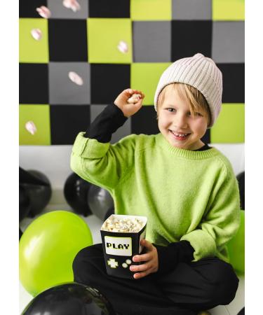 Popcorn Bags Gaming 7 x 7 x 12 cm Set of 6 - Candy Bar/Salty Bar Bags for Sweets and Party Snacks - Children's Birthday Theme Party - Black White Yellow - Buy Online on GoSupps.com