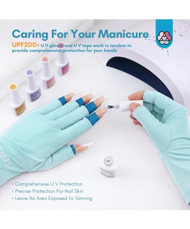 Saviland UV Gloves for Gel Nails - UPF200+ UV Nail Gloves with UV Tape, Finger Gloves for Nail Light Curing and Skin Care - Blue (Gift for Women) - Buy Online on GoSupps.com