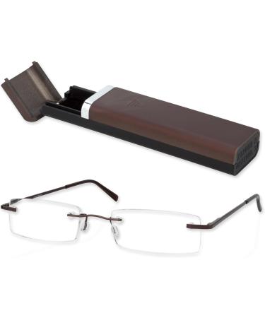 Cadenis Borderless Reading Glasses | Stainless Steel Frame +1.00 to +3.00 Diopters | Stylish ETUI Brown Case | International Shipping Available - Buy Online on GoSupps.com