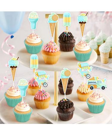 Cheereveal 24 Pieces Ice Cream Cupcake Toppers 6 Shapes Blue Ice Cream Cupcake Picks Hawaii/Sweet Summer Theme Baby Shower Birthday Party Cake Decorations Supplies - Buy Online on GoSupps.com