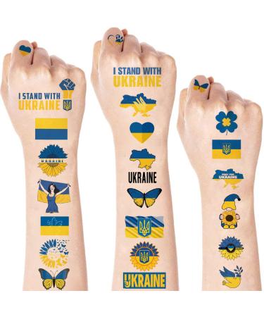 Ukraine Temporary Tattoos Ukraine Sticker Ukraine Flag Supplies - Fake Tattoos Stickers for Women Kids Boys Girls Rewards Gift  8 Sheets Ukraine Tattoos Stickers Party Supplies Stickers bule-tattoos