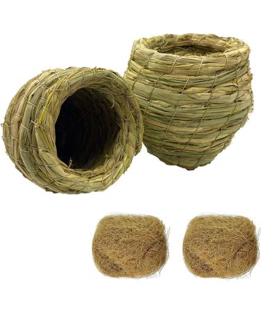 2Pcs Handmade Birdcage Straw Birdhouse for Lucky Birds - Natural Fiber Simulation Nest for Resting and Breeding - Provides Shelter and Hideaway from Predators and Cold Weather - Buy Online on GoSupps.com