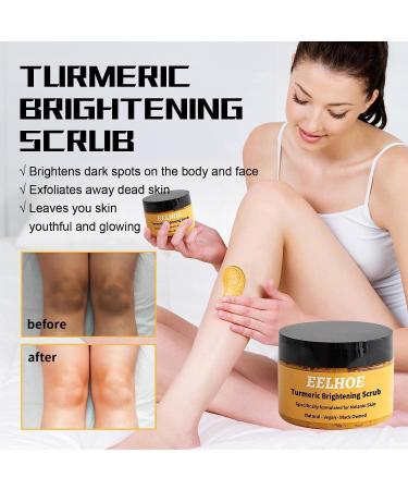 Turmeric Brightening Scrub - Natural Exfoliating Sea Salt Body Scrub for Dark Inner Thighs Bikini Area & Underarms - Smooth Melanin Skin - Buy Online on GoSupps.com