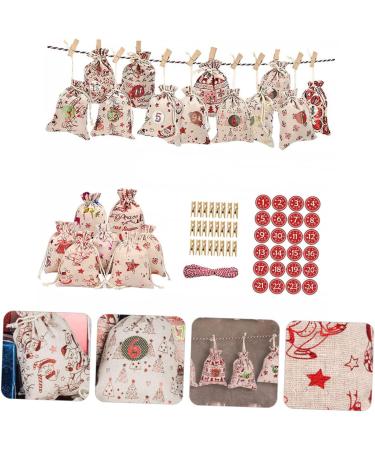 LALAFINA 1 Set Countdown Christmas Bag Candy Bags 24 Days Countdown Calendar Storage Bag Drawstring Bag 10x14x0.5cm Red - Buy Online on GoSupps.com
