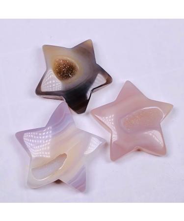 Home Decoration Natural Agate Pentacle Geode Crystal Rock Specimen Reiki for Decor Stones kaixun (Color : Randomly Send Size : 3 Pieces) 3 pieces Randomly Send