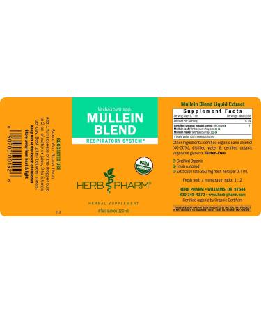 Organic Mullein Blend Liquid Extract for Respiratory Support - 4 Ounce by Herb Pharm - Buy Online on GoSupps.com