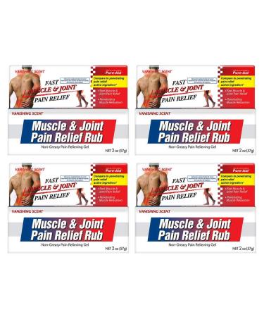 Pure-Aid Muscle & Joint Pain Relief Rub Fast Relief from Minor Arthritis Backache Muscle & Joint Pain Non-Greasy Cream 2oz (4pk)