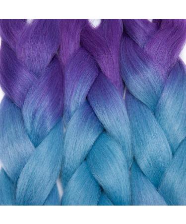 Tess Braids Extensions - Jumbo KanCalon 60cm Ombre Hair Braids (Purple/Blue/Light Purple) - 100g Bundle for Box Braids - Buy Online on GoSupps.com