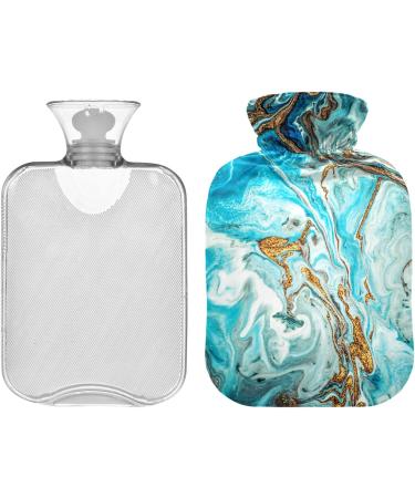 NAANLE Blue Ocean Marble Hot Water Bottle with Cover | 2L Heat Bottle for Pain Relief & Warmth - Perfect for Back Hand Foot & Neck Therapy - Buy Online on GoSupps.com
