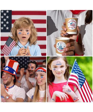 4th of July Temporary Tattoos - 65Pcs Patriotic Independence Day American Flag Body Face Art Stickers - Memorial & Labor Day Decorations - Buy Online on GoSupps.com