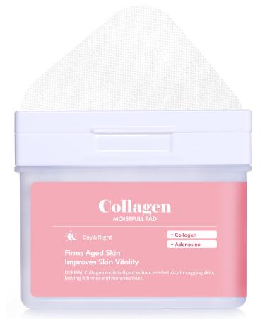 DERMAL Collagen Moistfull Pad - Korean Toner Pad for Elasticity & Wrinkle Improvement with Peptides - Vegan Tencel Square Pads - High Capacity 120 Sheets
