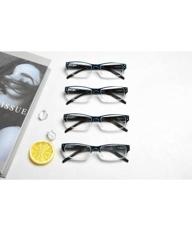 Eyekepper 4-Pack Rectangular Reading Glasses for Men & Women with Spring Hinges - +2.00 Diopters Blue - Buy Online on GoSupps.com