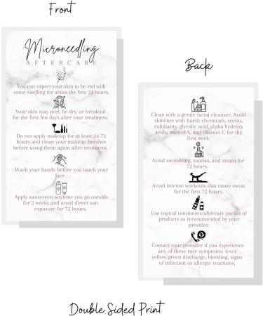 Microneedling Aftercare Cards - 50 Pieces | Anti-Aging Wrinkle Reduction | 5.1 x 8.9 cm | Marble Design | Skin Rejuvenation - Buy Online on GoSupps.com