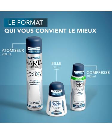 NARTA - Resixyl - D odorant Bille Homme - D transpirant 4 Jours - R gule La Transpiration Excessive - Anti-Irritations* - Complexe Min ral Resyx TM - 0% Alcool** - Adapt Aux Peaux Sensibles - 50 ml 1x50ML - Buy Online on GoSupps.com