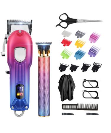 Hair Clippers for Men Professional Beard Trimmer for Men with T-Blade Zero Gapped Trimmer Cordless Barber Clippers for Hair Cutting Kit Rainbow Clippers Set Haircut & Grooming Kit USB Rechargeable