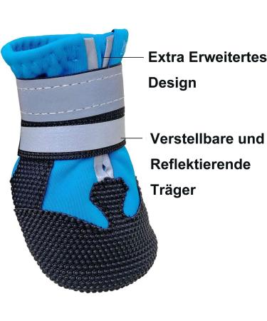 LEEKO Waterproof Dog Shoes - 4-Set Anti-Slip Paw Protection for Small Dogs | Reflective Straps & Velcro Fasteners | Perfect for Deep Snow & Rain S Blue - Buy Online on GoSupps.com