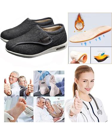 DHIJUPNG Arthritis Swollen Feet Diabetic Shoes - Dark Grey Men 8/Women 8.5 - Winter Autumn Cushioned Wool Warm Soft Breathable Sneaker for Diabetics - Buy Online on GoSupps.com