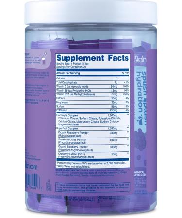 Splish Splash Hydration - Grape Electrolyte Drink Mix | 20 Stick Packs with Superfruit Complex for Optimal Hydration - Buy Online on GoSupps.com