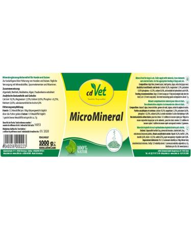 CDVet Micromineral for Dogs & Cats 1000g - Premium Dietary Supplement with Essential Minerals & Vitamins - Buy Online on GoSupps.com
