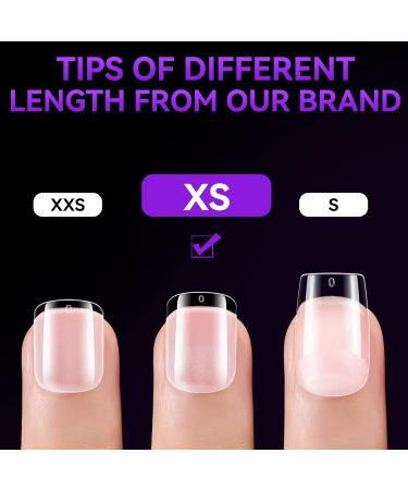 Gelike XS Square Short False Nail Tips Set - 240PCS Full Cover Soft Gel Nails, 12 Sizes for Nail Art - Gluing PMMA Pre-Buffed Artificial Nails - Buy Online on GoSupps.com