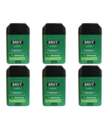 Brut Deodorant 2 Ounce Oval Solid Classic Scent(Anti-Perspirant) (59ml) (6 Pack)