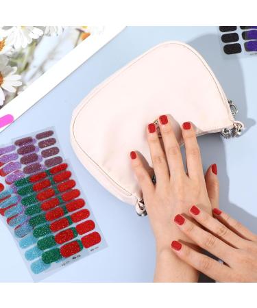 12 Sheets Nail Polish Strips Glitter Nail Wraps Solid Color Nail Polish Stickers Stick On Full Nail Wraps Self Adhesive Nail Polish Decals Manicure Tips Decorations for Women Girls - Buy Online on GoSupps.com