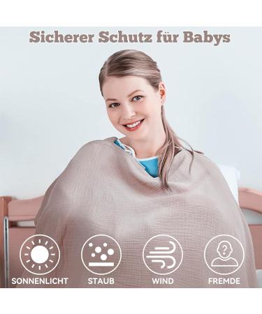 Euioovm Silent Scarf Breastfeeding Cover - Soft Cotton Multi-Purpose Apron & Sun Protection - Light Brown - Buy Online on GoSupps.com