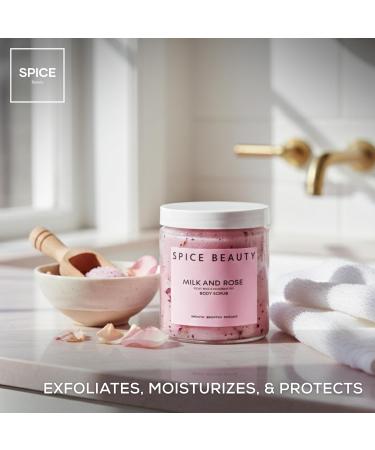 Spice Beauty Milk and Rose Body Scrub | In-Shower Moisturizer with Hydrating Coconut Oil Calming Roses Shea Butter | Gentle Body Exfoliation Skincare | 9 Oz - Buy Online on GoSupps.com