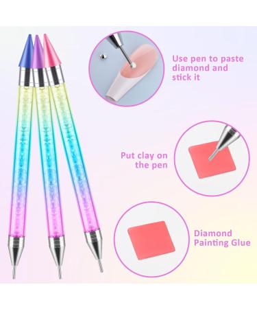 Bewudy 3 Pcs Nail Rhinestone Picker Dotting Pen Set | Dual-ended Wax Pencil Tool for Nail Art DIY Decoration | Jewelry Dotting Pen in Blue Pink Purple - Buy Online on GoSupps.com